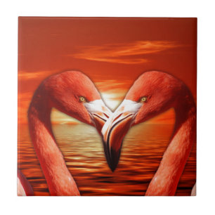 romantisch paar date wing vogel vogels flamingo tegeltje