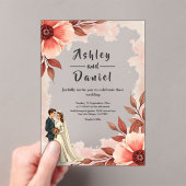 Romantisch paar Dusty Waterverf Bloemenbruiloft Acryl Uitnodigingen (Insitu (Draagbaar))