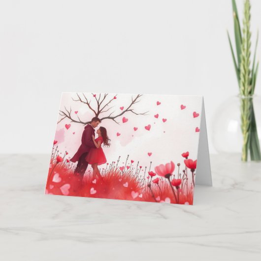 Romantisch paar feestdagen kaart (Voorkant)