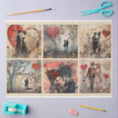 Romantisch paar gemengde media achtergrond tissuepapier (Craft)