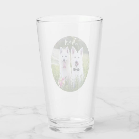 Romantisch paar honden gaan trouwen glas (Achterkant)