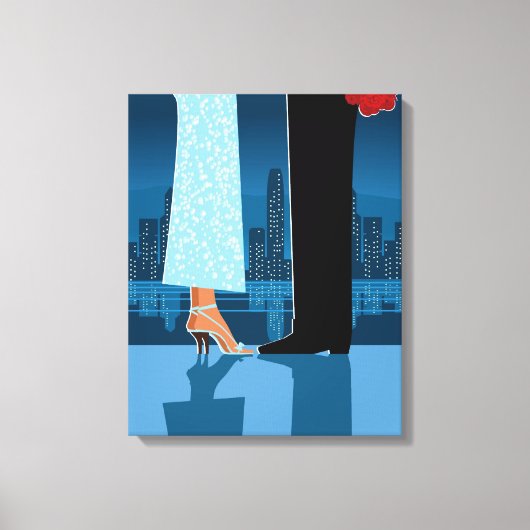Romantisch paar in de stad canvas afdruk (Voorkant)