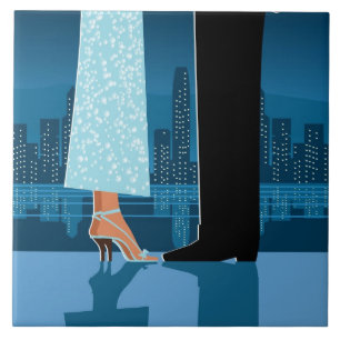 Romantisch paar in de stad tegeltje