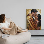 Romantisch paar in glinsterende gouden tinten ❤️ canvas afdruk