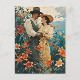 Romantisch paar in  Lily Field Briefkaart