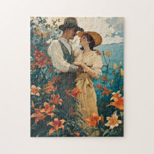 Romantisch paar in Lily Field Legpuzzel