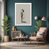 Romantisch paar minimalistische lijnkunst perfect poster