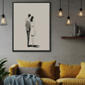 Romantisch paar minimalistische lijnkunst perfect poster
