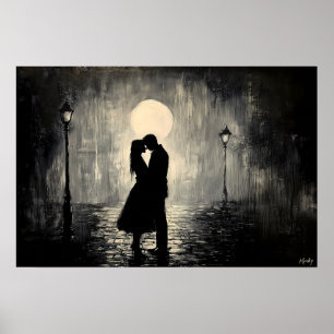 Romantisch Paar Onder het Maanlicht Poster