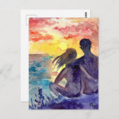Romantisch paar op het strand briefkaart (Voorkant / Achterkant)