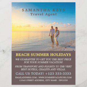 Romantisch Paar op Strand, Reisagent Advertentie Flyer