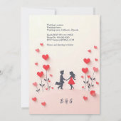 Romantisch paar Silhouette rode harten bruiloft (Achterkant)