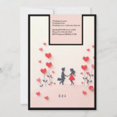 Romantisch paar Silhouette rode harten bruiloft Kaart (Achterkant)