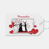 Romantisch paar Silhoutte rode harten gepersonalis Cadeaulabel (Voorkant (Horizontaal))