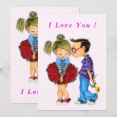 Romantisch Paar Valentijnsdag Kaart - Ik hou van j (Voorkant / Achterkant)