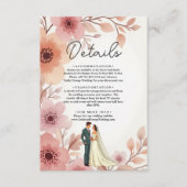 Romantisch paar Waterverf Bloemen Zomer Huwelijk Informatiekaartje (Voorkant)