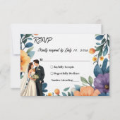 Romantisch paar Waterverf Bloemen Zomer Huwelijk RSVP Kaartje (Voorkant)