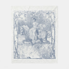 Romantisch Paardrijdster Cottagecore Delft Blauw Fleece Deken
