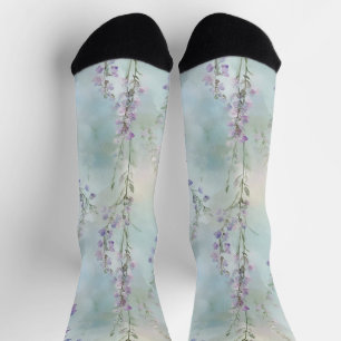 Romantisch Paars Blauw Bloemmotief Sokken