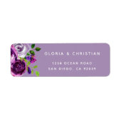 Romantisch Paars Bloemen Retouradres Etiket (Voorkant)