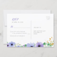Romantisch Paarse Bloemen RSVP Briefkaart