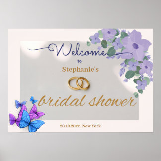 Romantisch paarse Bloemen vrijgezellenfeest Welkom Poster