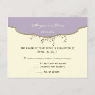 Romantisch Paarse en ivoren RSVP-Briefkaart Uitnodiging Briefkaart