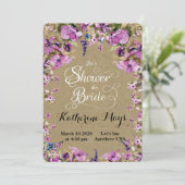 Romantisch Paarse Waterverf Floral Vrijgezellenfee Kaart (Staand voorkant)
