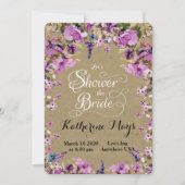 Romantisch Paarse Waterverf Floral Vrijgezellenfee Kaart (Voorkant)