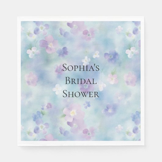 Romantisch Paarse Witte Bloemen Vrijgezellenfeest Servet (Voorkant)