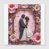 Romantisch papier silhouet bruiloft scene magnetische uitnodiging (Voorkant)