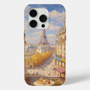 Romantisch Parijs balkon uitzicht olieverfschilder iPhone 15 Pro Case