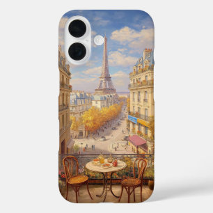Romantisch Parijs balkon uitzicht olieverfschilder iPhone 16 Hoesje