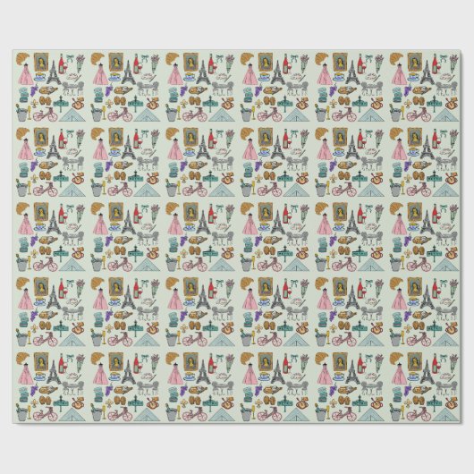 Romantisch Parijs Cadeaupapier (Zoom)