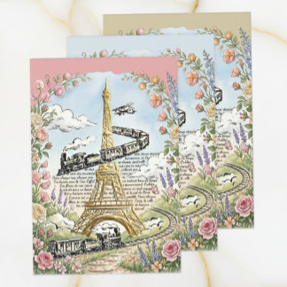 Romantisch Parijs, Eiffeltoren, Franse Kunst Inpakpapier Vel