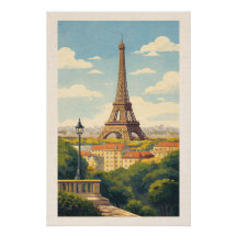 Romantisch Parijs Eiffeltoren Vintage Reisposter