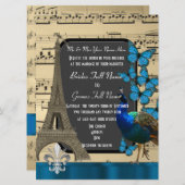 Romantisch Parijs, pauw en vlinders bruiloft Kaart (Voorkant / Achterkant)