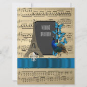 Romantisch Parijs, pauw en vlinders bruiloft Kaart (Achterkant)