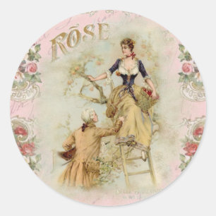 Romantisch Paris Liefhebbers roze shabbychic Ronde Sticker