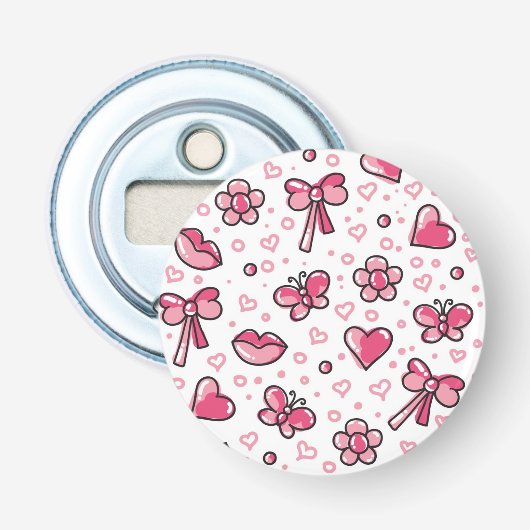 romantisch patroon button flesopener (Voorkant)
