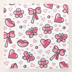 romantisch patroon glazen onderzetter