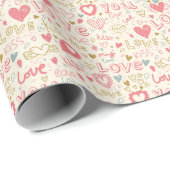 Romantisch patroon met hart en nieren cadeaupapier (Rol Hoek)