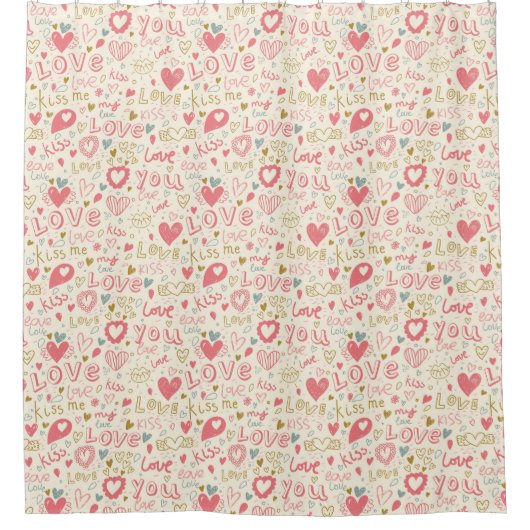 Romantisch patroon met hart en nieren douchegordijn (Voorkant)