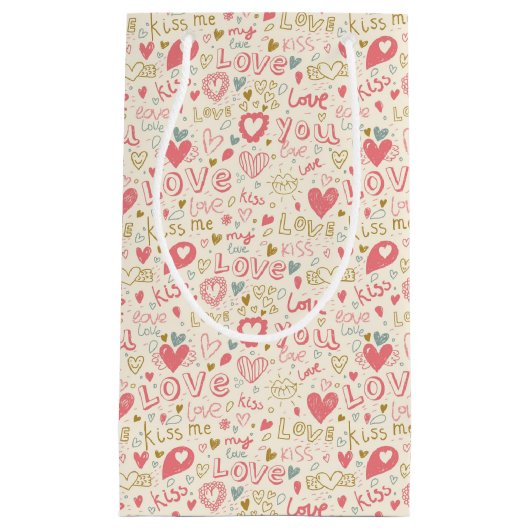 Romantisch patroon met hart en nieren klein cadeauzakje (Voorkant)