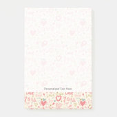 Romantisch patroon met hart en nieren post-it® notes (Voorkant)