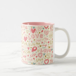 Romantisch patroon met hart en nieren tweekleurige koffiemok