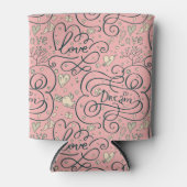 Romantisch patroon met hart en vogels blikjeskoeler (Voorkant)