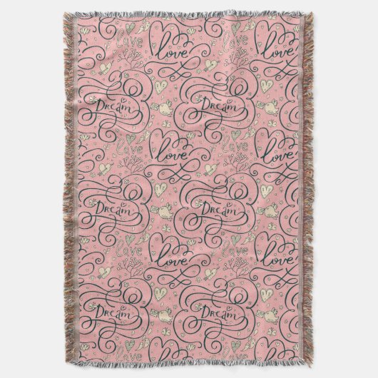 Romantisch patroon met hart en vogels deken (Voorkant Verticaal)