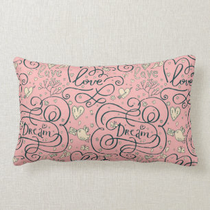 Romantisch patroon met hart en vogels kussen