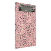 Romantisch patroon met hart en vogels mini klembord (Schuin)